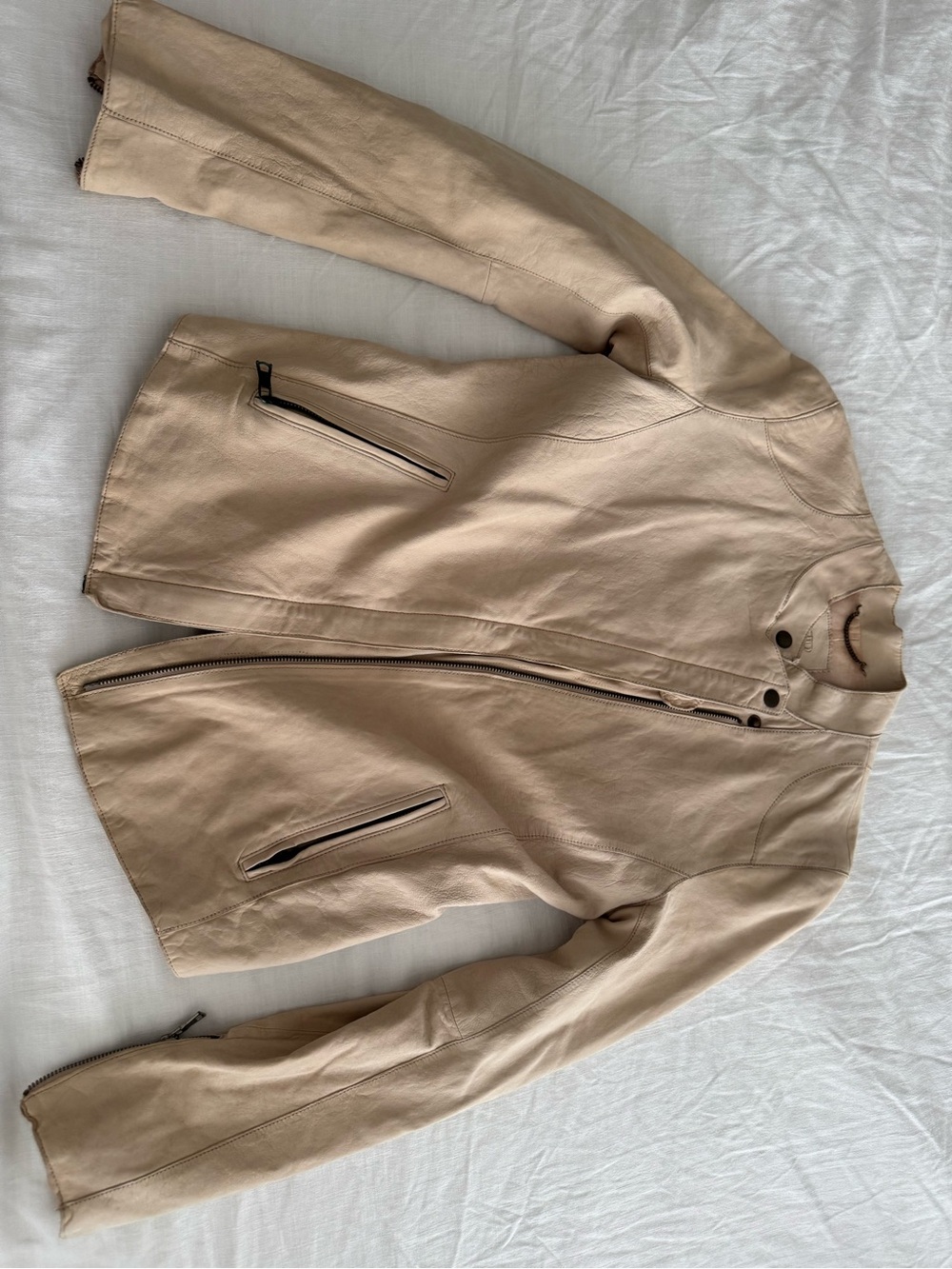 Banana Republic Light Beige Leather Moto Jacket